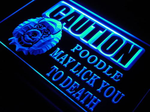 Caution Poodle Puppy Dog Lick Neon Light Sign